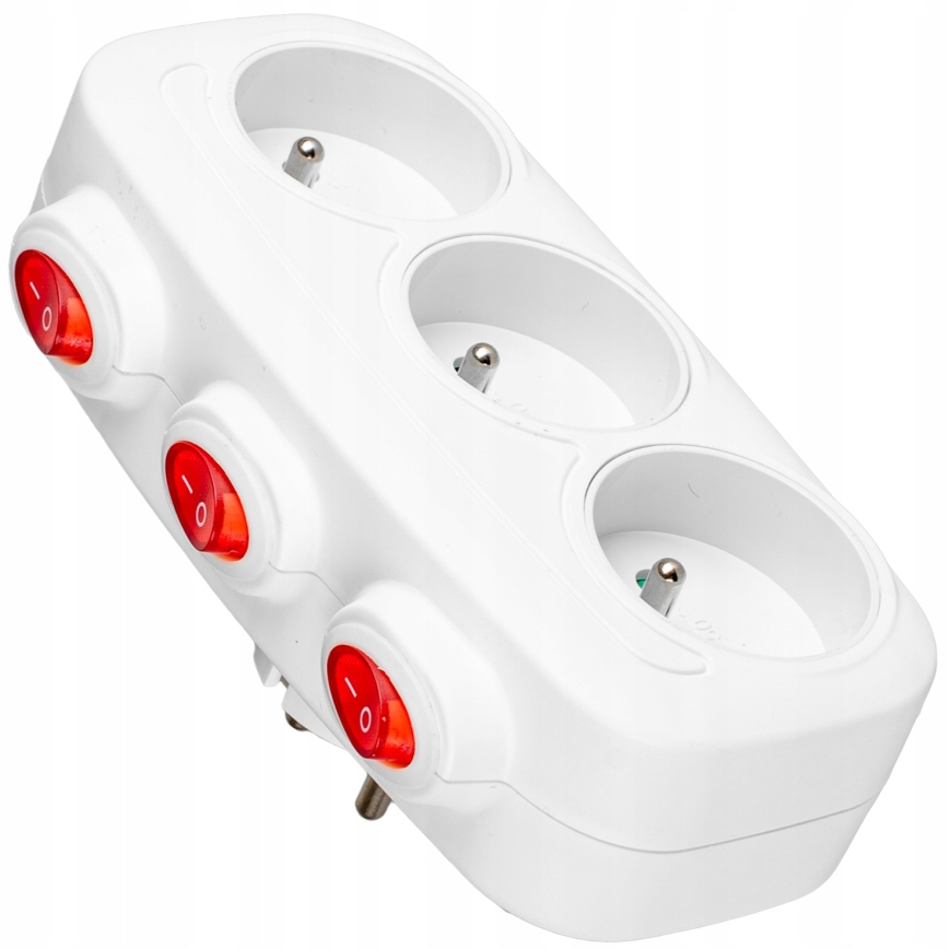 3-pistorasian jatkojohto kytkimillä