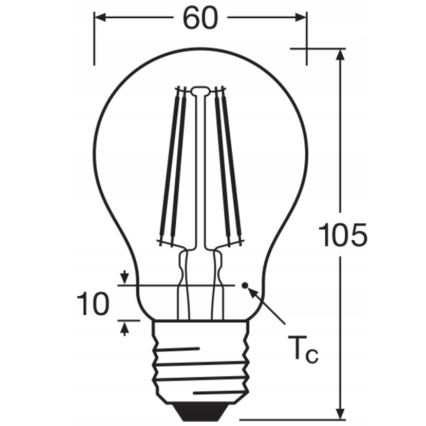 5 kpl LED-lamppusetti BASE CLASSIC FILAMENT A60 E27/7W/230V 4000K - Osram