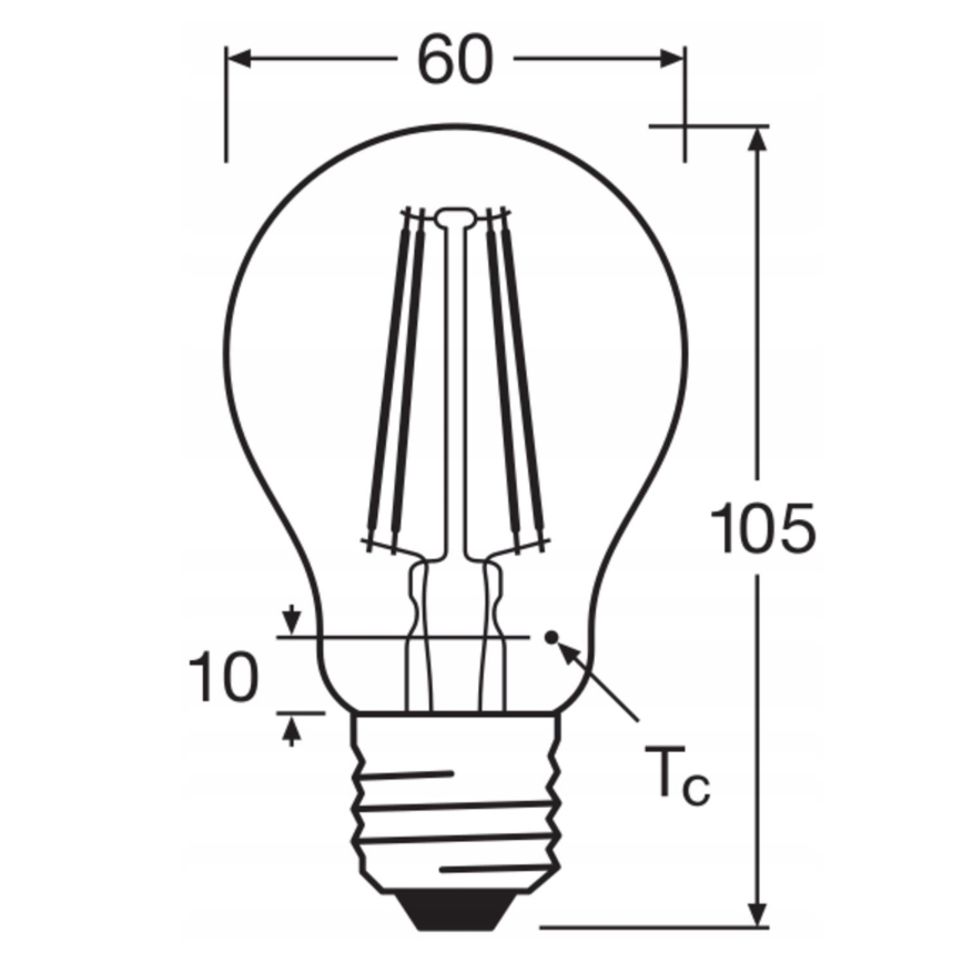 5 kpl LED-lamppusetti BASE CLASSIC FILAMENT A60 E27/7W/230V 4000K - Osram