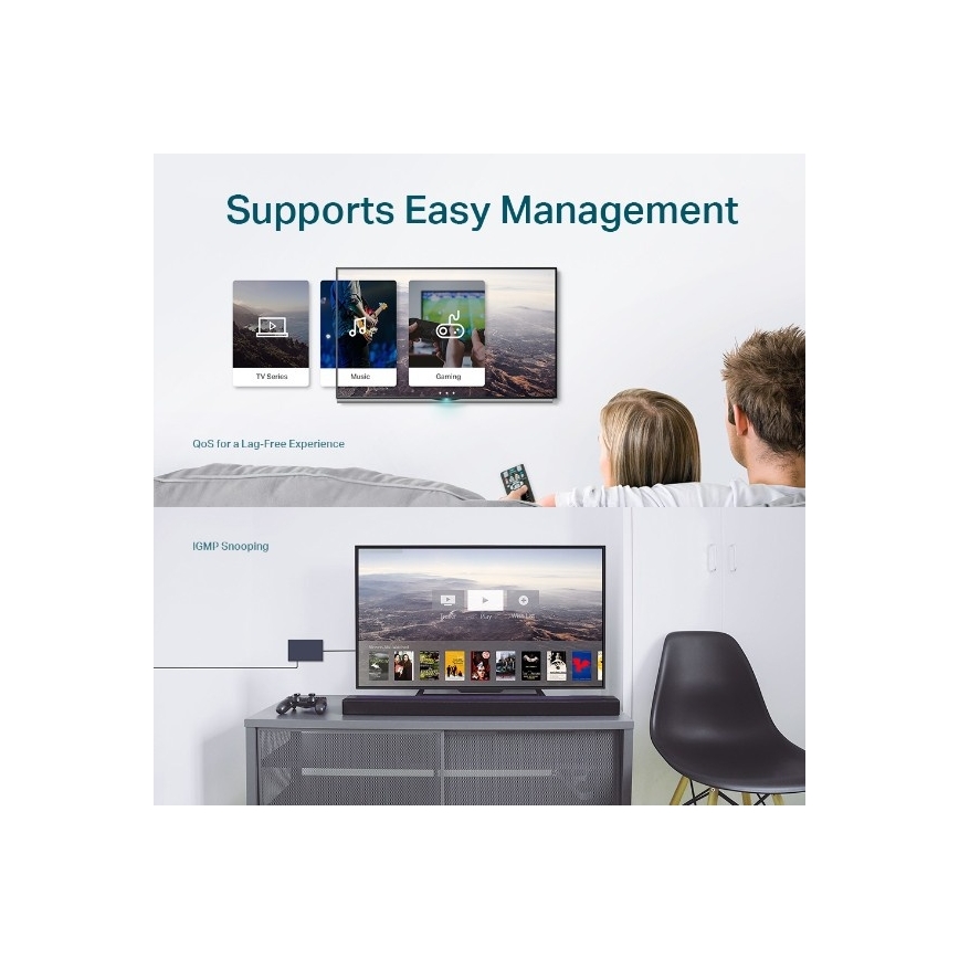 5-porttinen gigabitin Easy Smart-kytkin