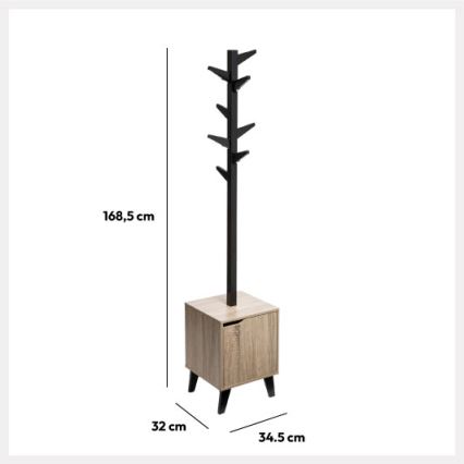 5five - Jalallinen naulakko RAME 169x35 cm musta/ruskea