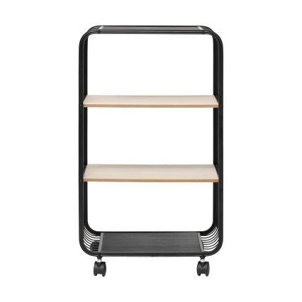 5five - Tarjoilupöytä/pyörällinen hylly COLGE 74x43 cm musta/beige