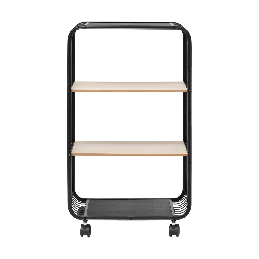 5five - Tarjoilupöytä/pyörällinen hylly COLGE 74x43 cm musta/beige