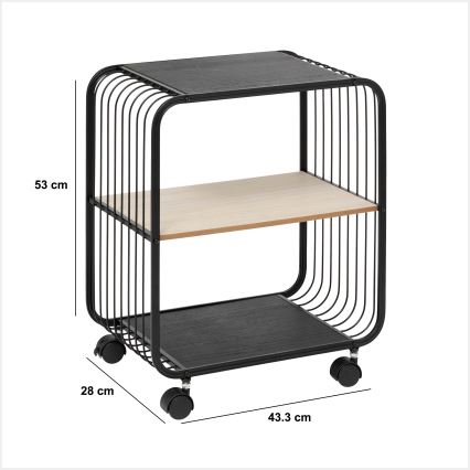 5five - Tarjoilupöytä/siirrettävä hylly COLGE 53x43 cm musta/beige