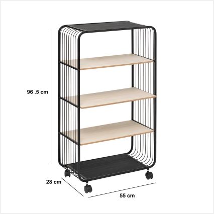 5five - Tarjoilupöytä/siirrettävä hylly COLGE 97x55 cm musta/beige