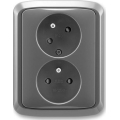 ABB 5513A-C02357 S2 - Kaksoispistorasia kotikäyttöön kehyksellä TANGO 250V tummanharmaa
