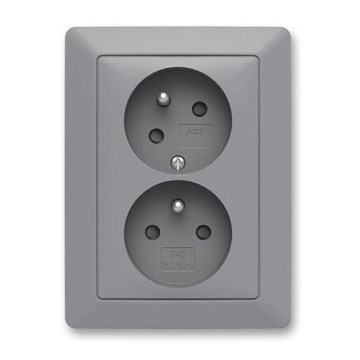 ABB 5513T-C02157 141 - Kaksoispistorasia kotikäyttöön kehyksellä ZONI 250V harmaa