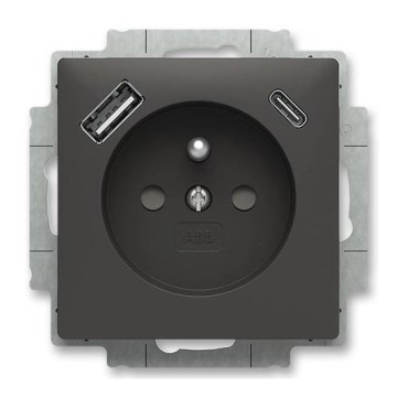 ABB 5569T-A32357 237 - Kodin pistorasia ilman kehystä ZONI 250 V 1× USB-A ja USB-C mattamusta