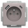 ABB 5569T-A32357 244 - Kehyksetön kotitalouspistorasia ZONI 250V 1xUSB A+C harmaabeige