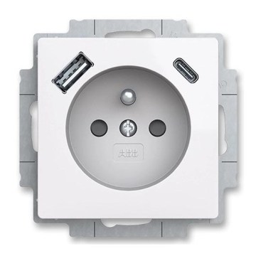 ABB 5569T-A32357 500 - Kehyksetön kotipistorasia ZONI 250V 1xUSB A+C valkoinen