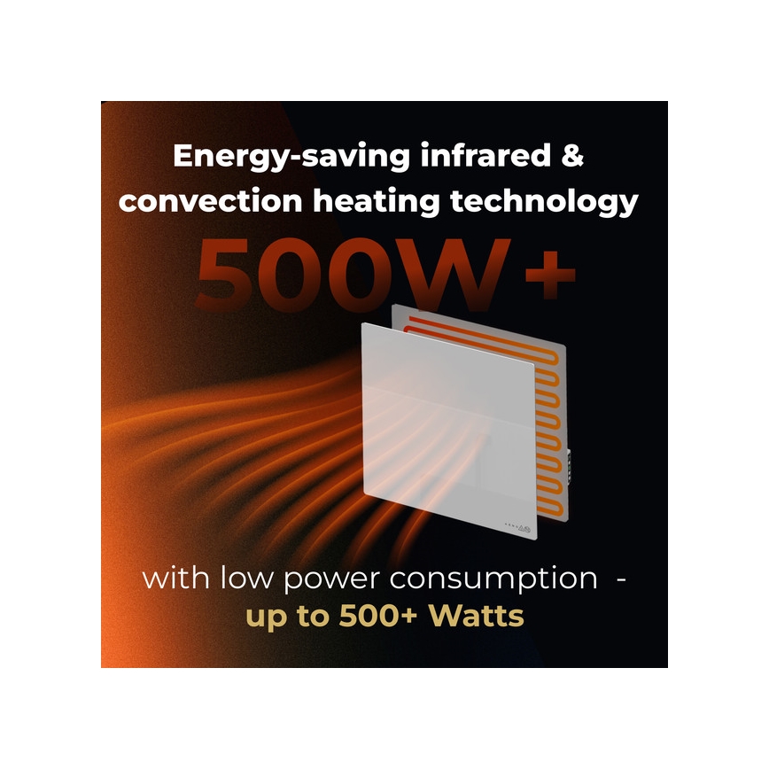 AENO - Älykäs sähköinen infrapaneeli 500W ajastin/termostaatti Wi-Fi valkoinen