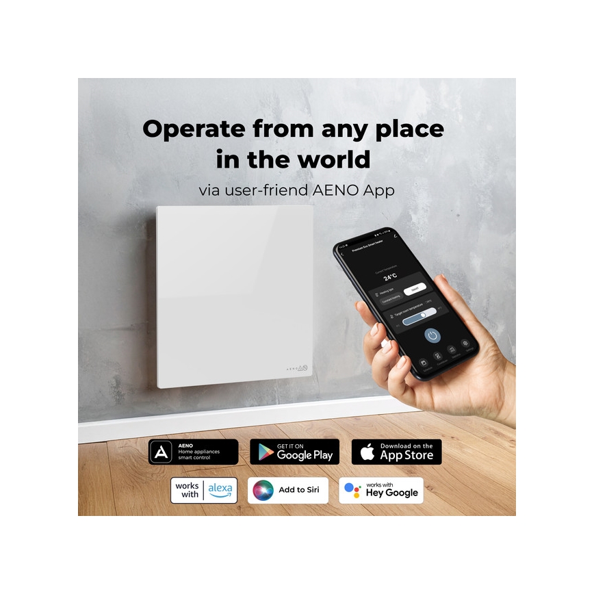 AENO - Älykäs sähköinen infrapaneeli 500W ajastin/termostaatti Wi-Fi valkoinen
