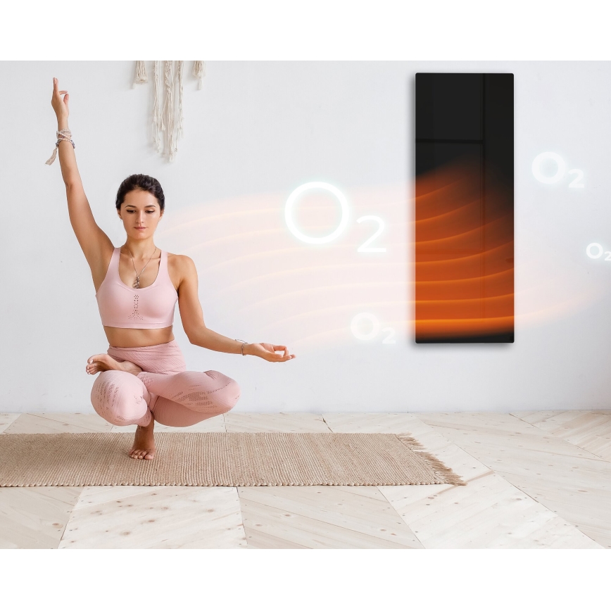 AENO - Älykäs sähköinen infrapunapaneeli 700W ajastin/termostaatti IP44 Wi-fi musta