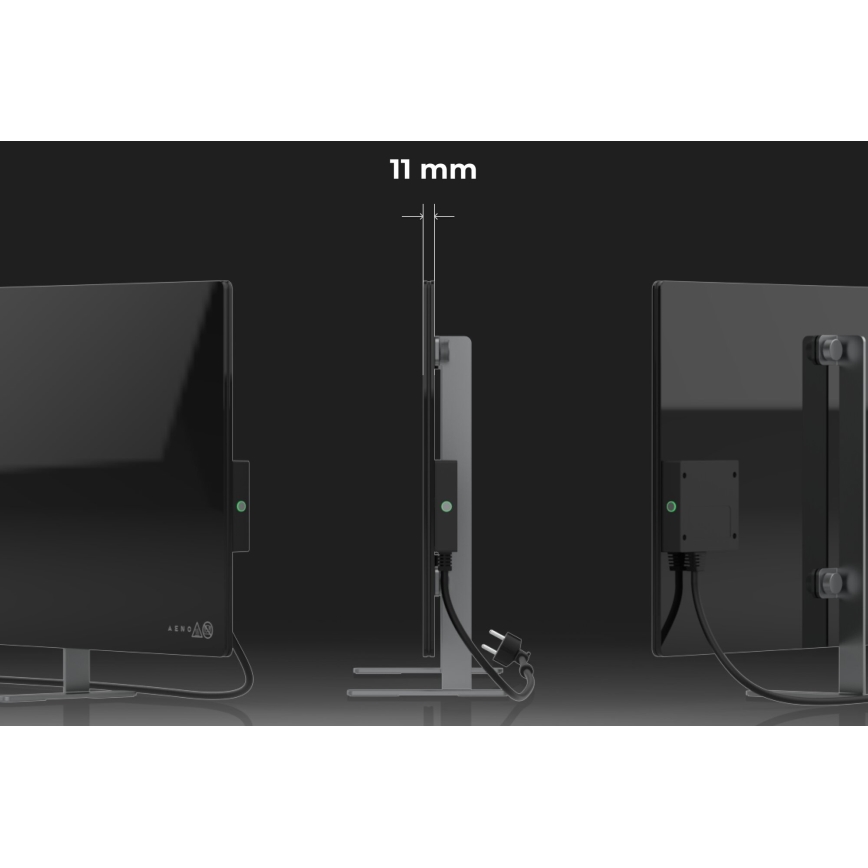 AENO - Älykäs sähköinen infrapunapaneeli 700W ajastin/termostaatti IP44 Wi-fi musta