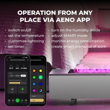 AENO - Älykäs sähköpatteri/konvektori 1000/2000W valkoinen