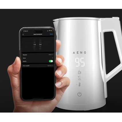 AENO - Älykäs vedenkeitin LED-näytöllä 1,7 l 2200W/230V valkoinen