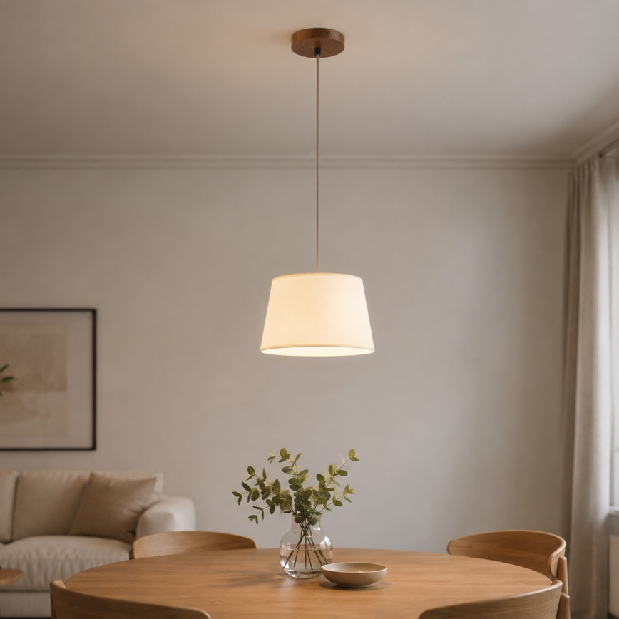 AIDA-riippuvalaisin johdolla 1xE27/15W/230V Ø 25 cm tammi/kerma