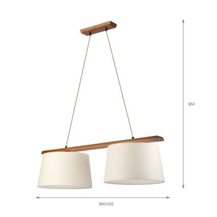 AIDA-riippuvalaisin johdolla 2xE27/15W/230V halkaisija 35 cm tammi/kerma