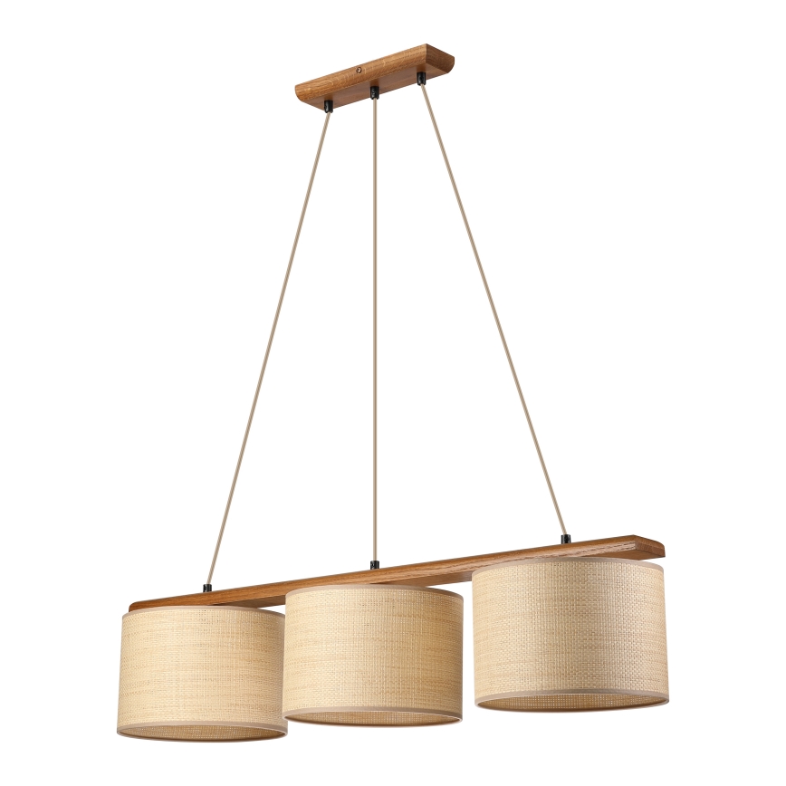 AIDA riippuvalaisin köydellä 3xE27/15W/230V, halkaisija 25 cm, tammi/rafia