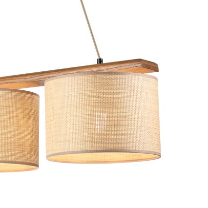 AIDA riippuvalaisin köydellä 3xE27/15W/230V, halkaisija 25 cm, tammi/rafia