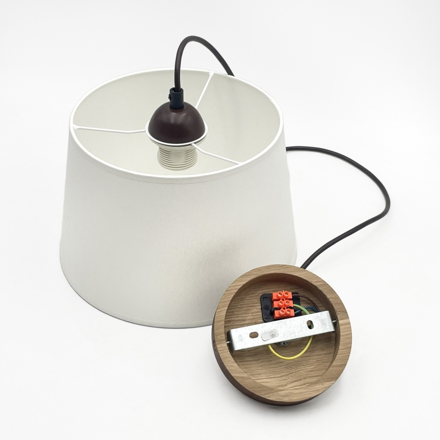 AIDA-riippuvalaisin vaijerilla 1xE27/60W/230V, halkaisija 25 cm, tammi/saksanpähkinä/valkoinen