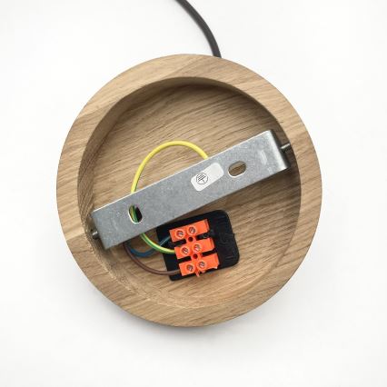 AIDA-riippuvalaisin vaijerilla 1xE27/60W/230V, halkaisija 25 cm, tammi/saksanpähkinä/valkoinen