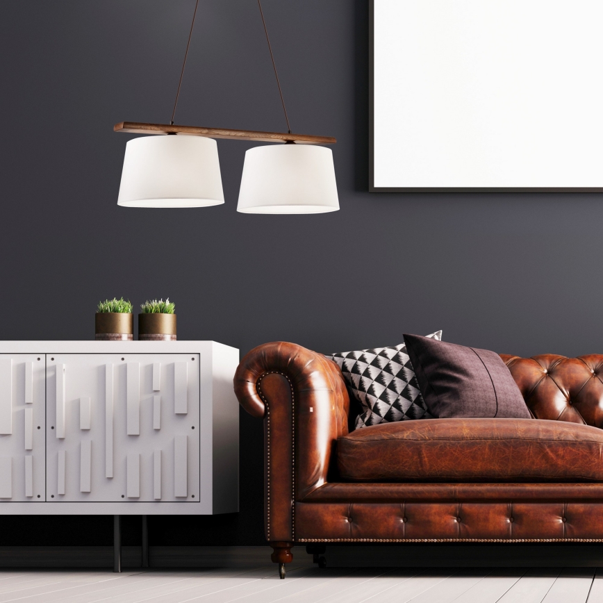 AIDA-riippuvalaisin vaijerilla 2xE27/60W/230V tammi/pähkinä