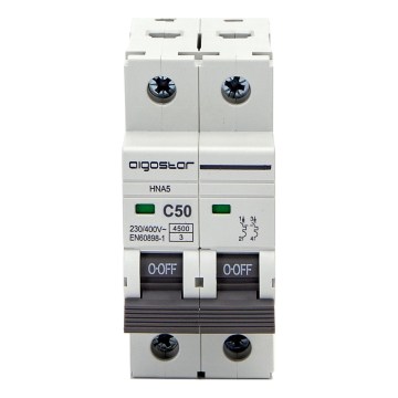 Aigostar - 2-vaiheinen johdonsuojakatkaisin 2P-50A-C 230-400V
