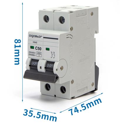 Aigostar - 2-vaiheinen johdonsuojakatkaisin 2P-50A-C 230-400V