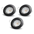 Aigostar - 3 kpl LED-upotettavat alasvalot 1×GU10/4,5W/230V 4000K, musta