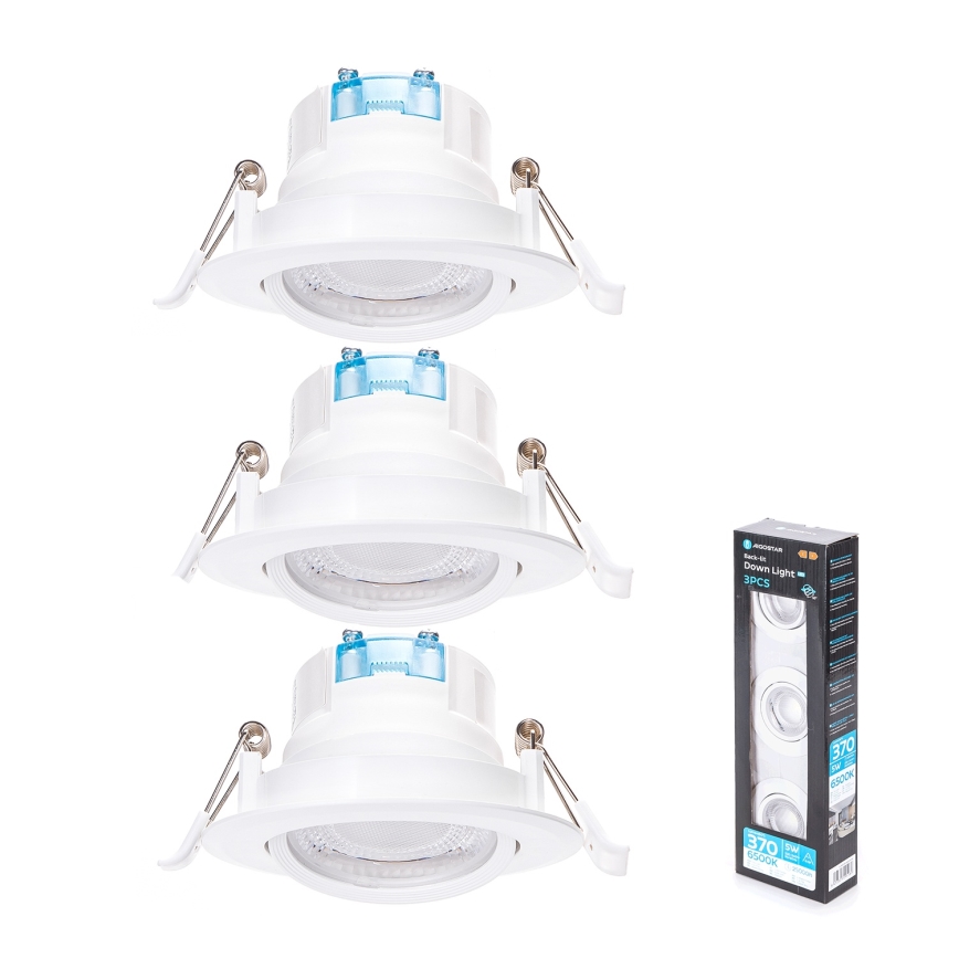Aigostar - 3 kpl LED-upotettavat kattovalaisimet, 5 W, 230 V, 6500 K, halkaisija 8,5 cm, valkoinen