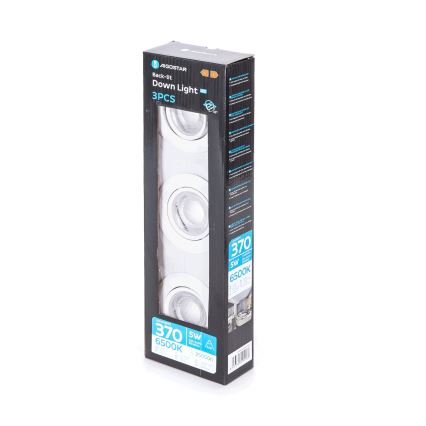 Aigostar - 3 kpl LED-upotettavat kattovalaisimet, 5 W, 230 V, 6500 K, halkaisija 8,5 cm, valkoinen