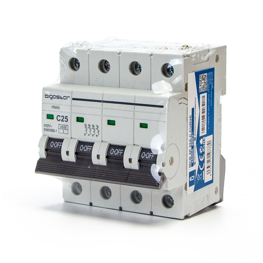 Aigostar - 4-napainen automaattikatkaisija 4P-25A-C 400V