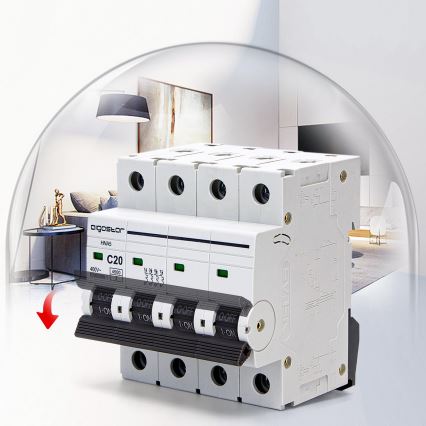 Aigostar - 4-napainen johdonsuojakatkaisin 4P-20A-C 400V