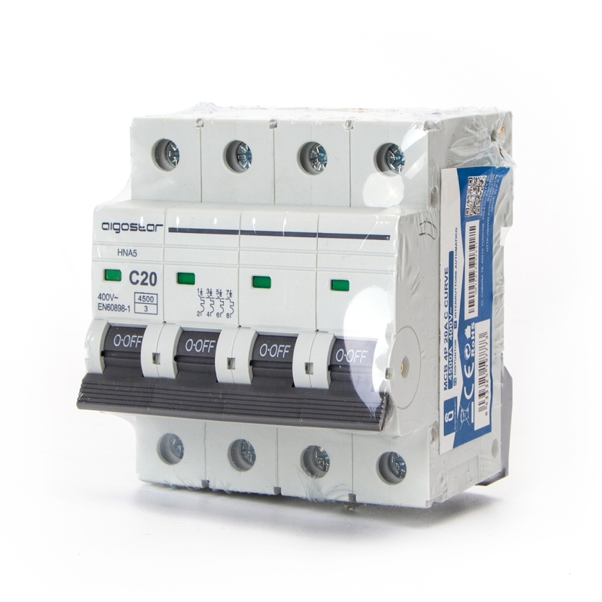 Aigostar - 4-napainen johdonsuojakatkaisin 4P-20A-C 400V