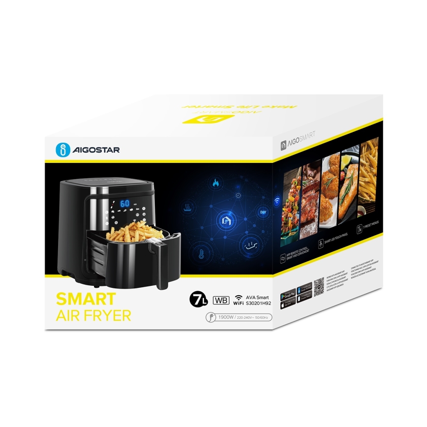 Aigostar - Älykäs Air Fryer 7l 1900W/230V/60min Wi-Fi