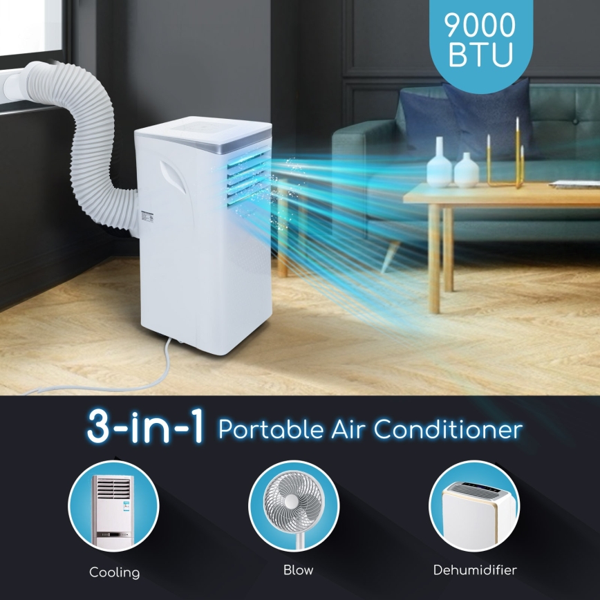 Aigostar - Älykäs siirrettävä ilmastointilaite 3-in-1 1003W/230V 9000 BTU Wi-Fi, valkoinen + kaukosäädin