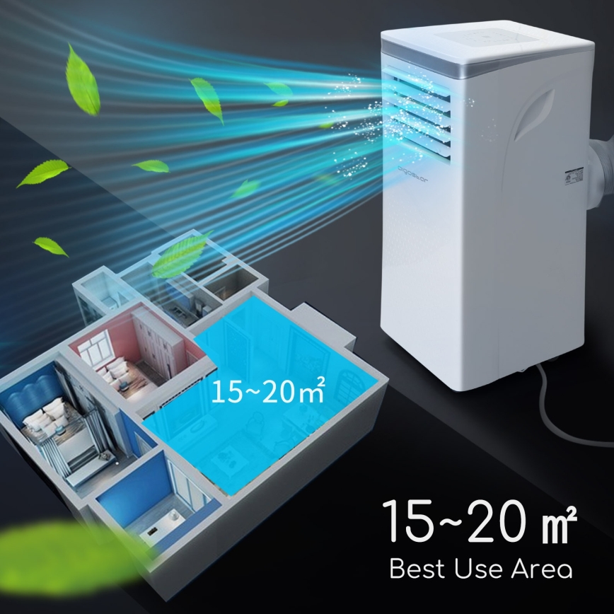 Aigostar - Älykäs siirrettävä ilmastointilaite 3-in-1 1003W/230V 9000 BTU Wi-Fi, valkoinen + kaukosäädin