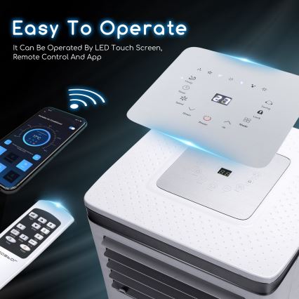 Aigostar - Älykäs siirrettävä ilmastointilaite 3-in-1 1003W/230V 9000 BTU Wi-Fi, valkoinen + kaukosäädin