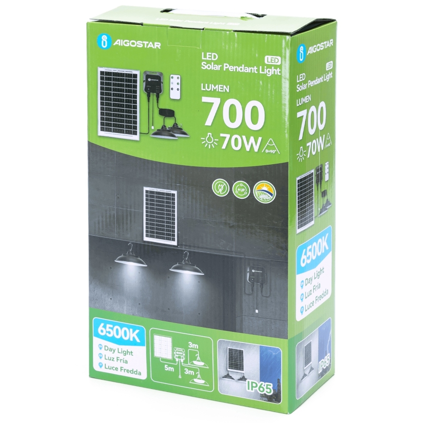 Aigostar - Aurinkokennolla toimiva LED-kattovalaisin anturilla 2xLED/35W/12V 6000 mAh 6500K IP65 halkaisija 15 cm + kaukosäädin