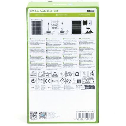 Aigostar - Aurinkokennolla toimiva LED-kattovalaisin anturilla 2xLED/35W/12V 6000 mAh 6500K IP65 halkaisija 15 cm + kaukosäädin