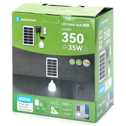 Aigostar - LED-aurinkovalaisin anturilla LED/35W/12V 3000 mAh 6500K IP65 halkaisija 10 cm + kaukosäädin