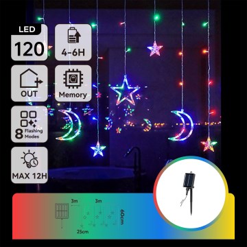 Aigostar - Aurinkokennolla toimiva LED-jouluvalosarja 120xLED/8 toimintoa 3x0,6 m 500 mAh IP65 monivärinen