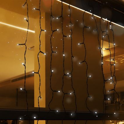 Aigostar - LED-aurinkovalosarja, 100 LED / 8 toimintoa, 4 x 1 m, 800 mAh, IP65, kylmänvalkoinen