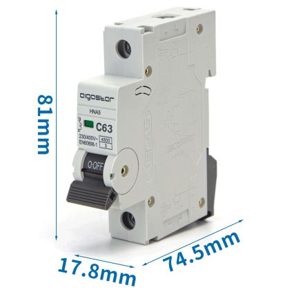 Aigostar - Automaattikatkaisija 1-vaiheinen 1P-63A-C 230-400V