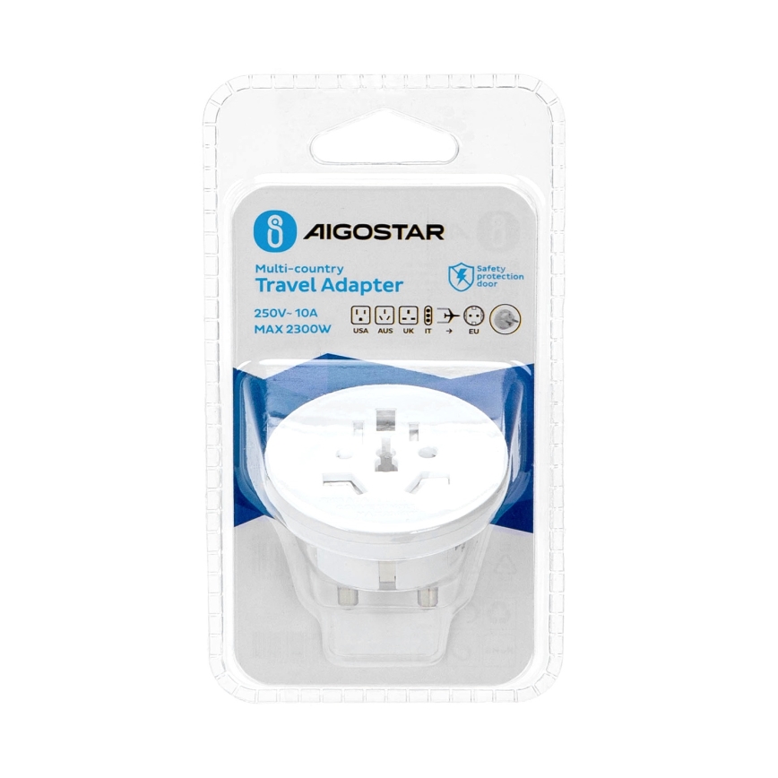 Aigostar - EU-matka-adapteri, valkoinen