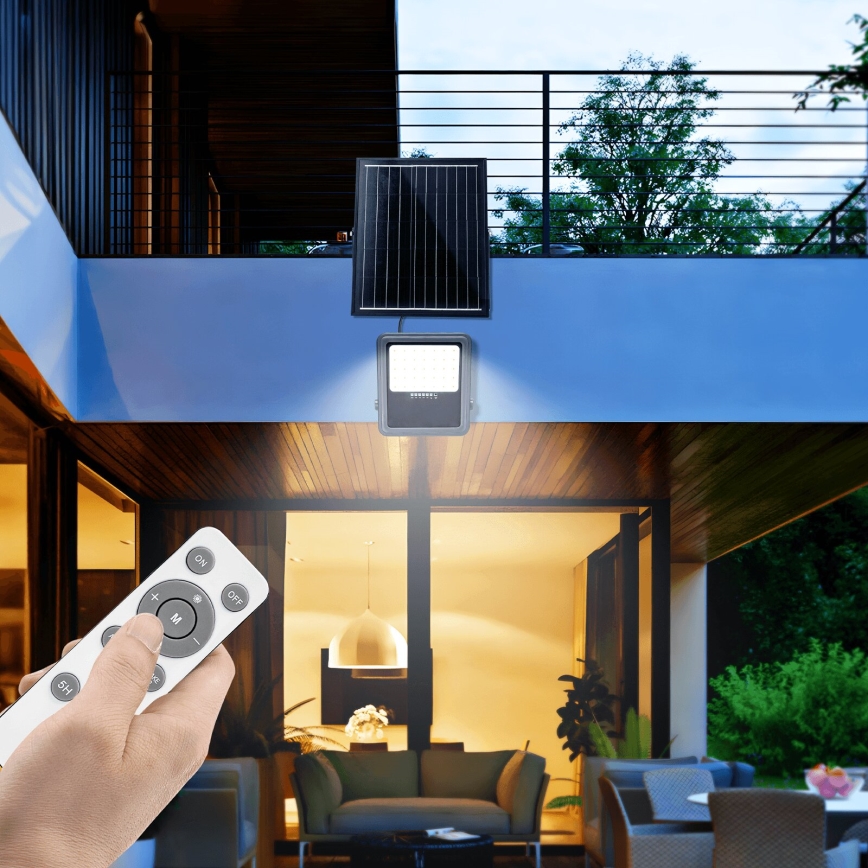 Aigostar - LED himmennettävä aurinkokäyttöinen valonheitin LED/200W/3,4V IP65 15000 mAh + kaukosäädin