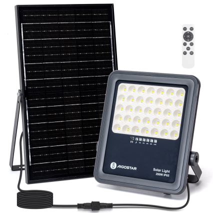 Aigostar - LED himmennettävä aurinkokäyttöinen valonheitin LED/200W/3,4V IP65 15000 mAh + kaukosäädin