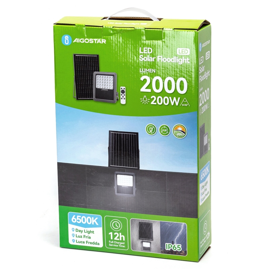 Aigostar - LED himmennettävä aurinkokäyttöinen valonheitin LED/200W/3,4V IP65 15000 mAh + kaukosäädin