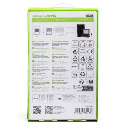 Aigostar - LED himmennettävä aurinkokäyttöinen valonheitin LED/200W/3,4V IP65 15000 mAh + kaukosäädin